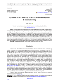 Signature as a Trace of Identity: A Theoretical - Research Approach to Criminal Profiling