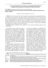 Analysis of restaurant service consumers' preferences: marketing research to increase competitiveness