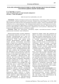 Роль образования в подготовке кадров для высокотехнологичных секторов национальной экономики