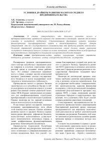 Условия и драйверы развития малого и среднего предпринимательства