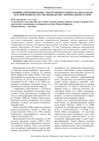 Влияние коррекции водно-электролитного обмена на показатели красной крови и качество жизни детей с бронхиальной астмой