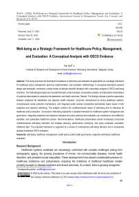 Well-being as a Strategic Framework for Healthcare Policy, Management, and Evaluation: A Conceptual Analysis with OECD Evidence