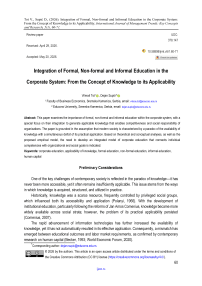 Integration of Formal, Non-formal and Informal Education in the Corporate System: From the Concept of Knowledge to its Applicability