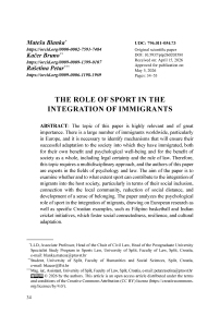The role of sport in the integration of immigrants