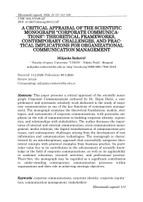 A Critical Appraisal of the Scientific Monograph “Corporate Communications”: Theoretical Frameworks, Contemporary Communication Challenges, and Practical Implications for Organizational Communication Management