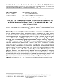 Attitudes and intentions of physical education teachers toward the inclusion of refugee students: The role of moral competence and contextual factors