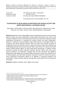 The influence of social media on motivation for physical activity and sports participation: A systematic review