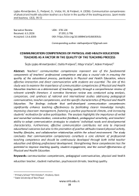 Communication competencies of physical and health education teachers as a factor in the quality of the teaching process