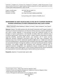 Reassessment of asset values as well as the use of IT support systems in business operations of sports organizations and clubs in Serbia