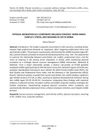 Physical recreation as a corporate wellness strategy: Work-family conflict, stress, and meaning in life in Serbia