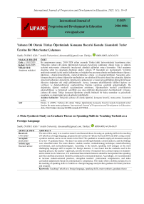 A Meta Synthesis Study on Graduate Theses on Speaking Skills in Teaching Turkish as a Foreign Language