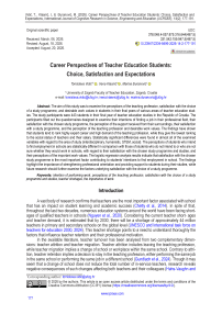 Career Perspectives of Teacher Education Students: Choice, Satisfaction and Expectations