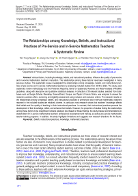 The Relationships among Knowledge, Beliefs, and Instructional Practices of Pre-Service and In-Service Mathematics Teachers: A Systematic Review