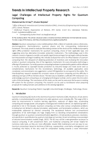 Legal Challenges of Intellectual Property Rights for Quantum Computing