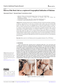 Khewra Pink Rock Salt as a registered Geographical Indication of Pakistan