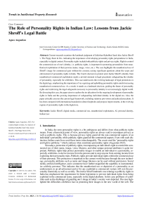 The Role of Personality Rights in Indian Law: Lessons from Jackie Shroff's Legal Battle