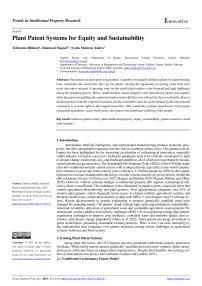 Plant Patent Systems for Equity and Sustainability