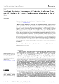 Legal and Regulatory Mechanisms of Protecting Intellectual Property (IP) Rights in Sri Lanka: Challenges and Adaptation in the AI Era