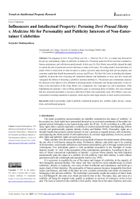 Influencers and Intellectual Property: Reading Devi Prasad Shetty v. Medicine Me for Personality and Publicity Interests of Non-Entertainer Celebrities