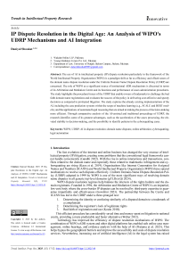 IP Dispute Resolution in the Digital Age: An Analysis of WIPO's UDRP Mechanisms and AI Integration
