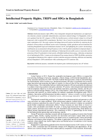 Intellectual Property Rights, TRIPS and SDGs in Bangladesh