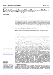 Intellectual Property, Sustainability and Development: The Case of Morocco's Argan Oil Geographical Indication