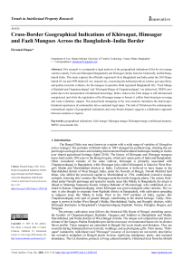 Cross-Border Geographical Indications of Khirsapat, Himsagar and Fazli Mangoes Across the Bangladesh–India Border