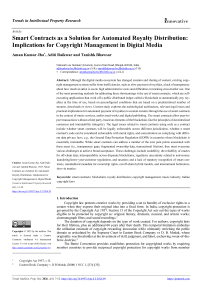 Smart Contracts as a Solution for Automated Royalty Distribution: Implications for Copyright Management in Digital Media