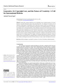 Generative AI, Copyright Law, and the Future of Creativity: A Call for International Reform