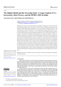 The Digital Shield and the Sovereign State: A Constitutional and Legal Analysis of Cybersecurity, Data Privacy, and the DPDPA 2023 in India