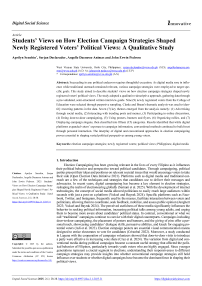 Students’ Views on How Election Campaign Strategies Shaped Newly Registered Voters’ Political Views: A Qualitative Study