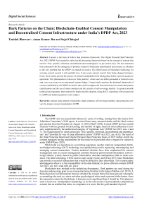 Dark Patterns on the Chain: Blockchain-Enabled Consent Manipulation and Decentralised Consent Infrastructure under India’s DPDP Act, 2023