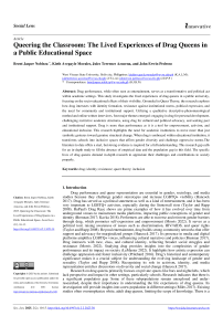 Queering the Classroom: The Lived Experiences of Drag Queens in a Public Educational Space