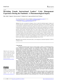Revisiting Female Instructional Leaders’ Crisis Management Experience During the Pandemic: A Phenomenological Inquiry