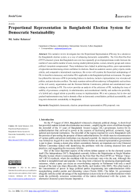 Proportional Representation in Bangladeshi Election System for Democratic Sustainability
