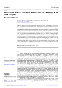 Return to the Source: Education, Sankofa, and the Genealogy of the Black Diaspora