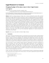 Changing Paradigm of the Labour Laws in India: A legal Analysis
