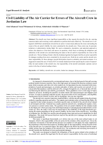 Civil Liability of The Air Carrier for Errors of The Aircraft Crew in Jordanian Law