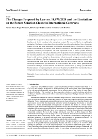 The Changes Proposed by Law no. 14.879/2024 and the Limitations on the Forum Selection Clause in International Contracts