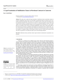 A Legal Examination of Stabilization Clauses in Petroleum Contracts in Cameroon