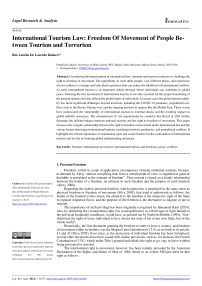 International Tourism Law: Freedom Of Movement of People Between Tourism and Terrorism