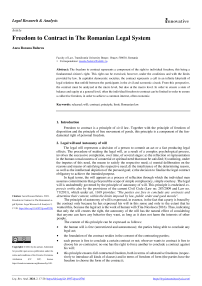 Freedom to Contract in The Romanian Legal System