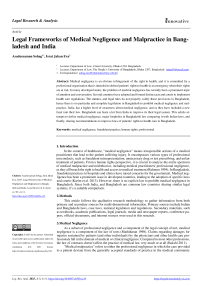 Legal Frameworks of Medical Negligence and Malpractice in Bangladesh and India
