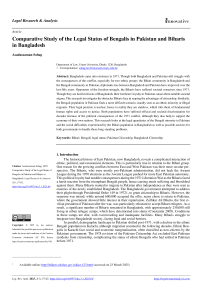 Comparative Study of the Legal Status of Bengalis in Pakistan and Biharis in Bangladesh