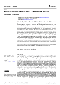 Dispute Settlement Mechanism of WTO: Challenges and Solutions