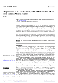 Proper Notice in the WS China Import GmbH Case: Pro-enforcement Stance in Chinese Practice