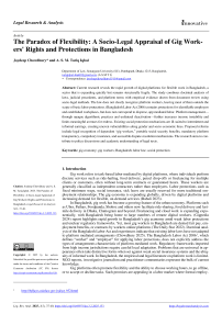 The Paradox of Flexibility:  A Socio-Legal Appraisal of Gig Workers' Rights and Protections in Bangladesh