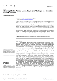 Revisiting Muslim Personal Law in Bangladesh: Challenges and Opportunities for Codification