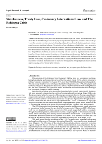Statelessness, Treaty Law, Customary International Law and The Rohingya Crisis