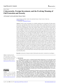 Cybersecurity, Foreign Investment, and the Evolving Meaning of Full Protection and Security